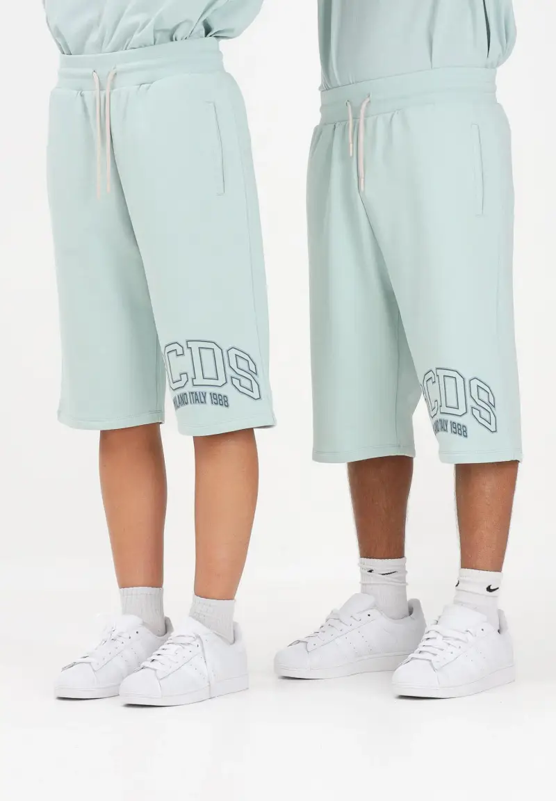 Shorts sportivo verde acqua per uomo e donna con stampa logo