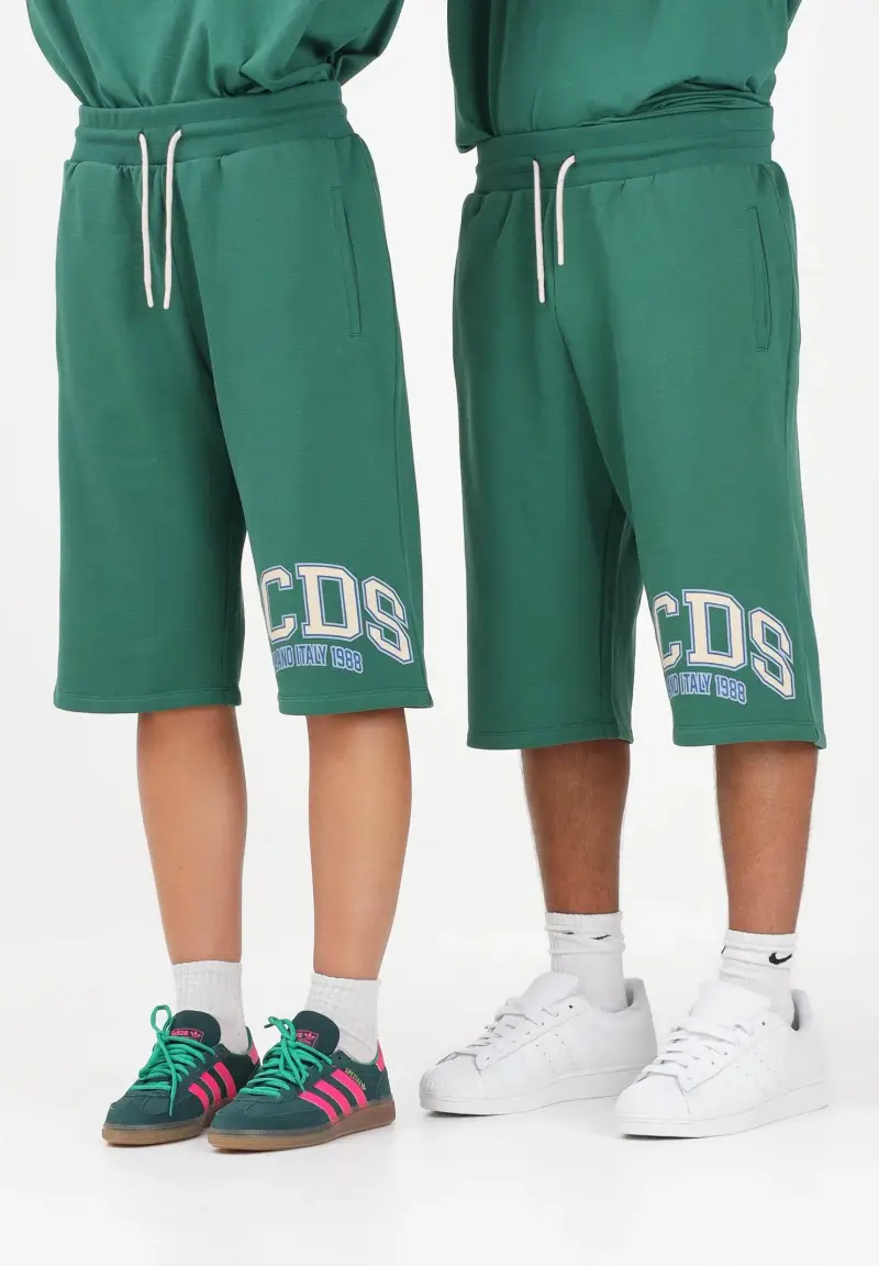 Shorts sportivo verde per uomo e donna con stampa logo
