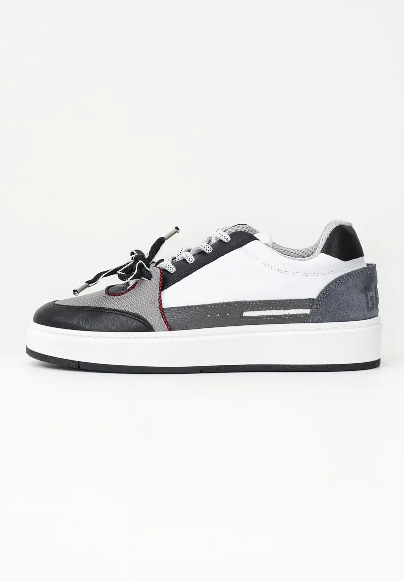 GCDS Sneakers bianche, nere e grigie da uomo con logo
