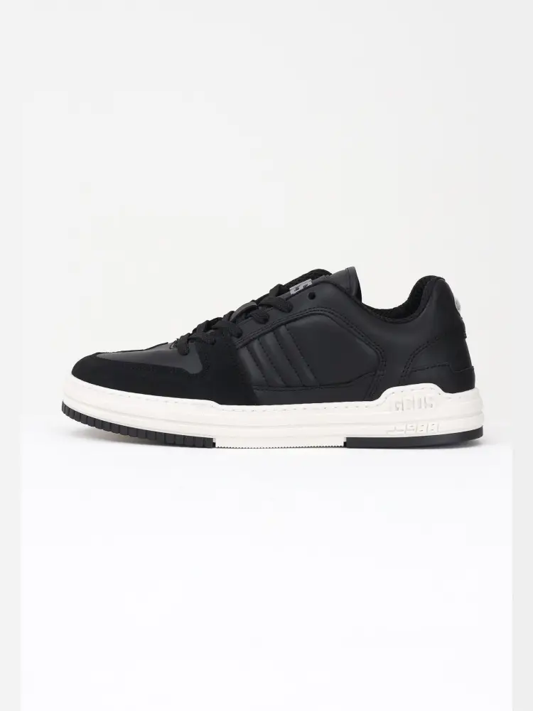 sneakers in pelle nera con logo