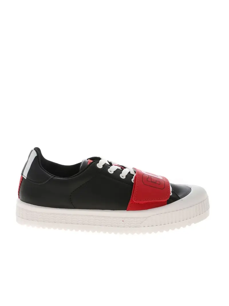 Sneakers nere con dettaglio logo rosso Nero