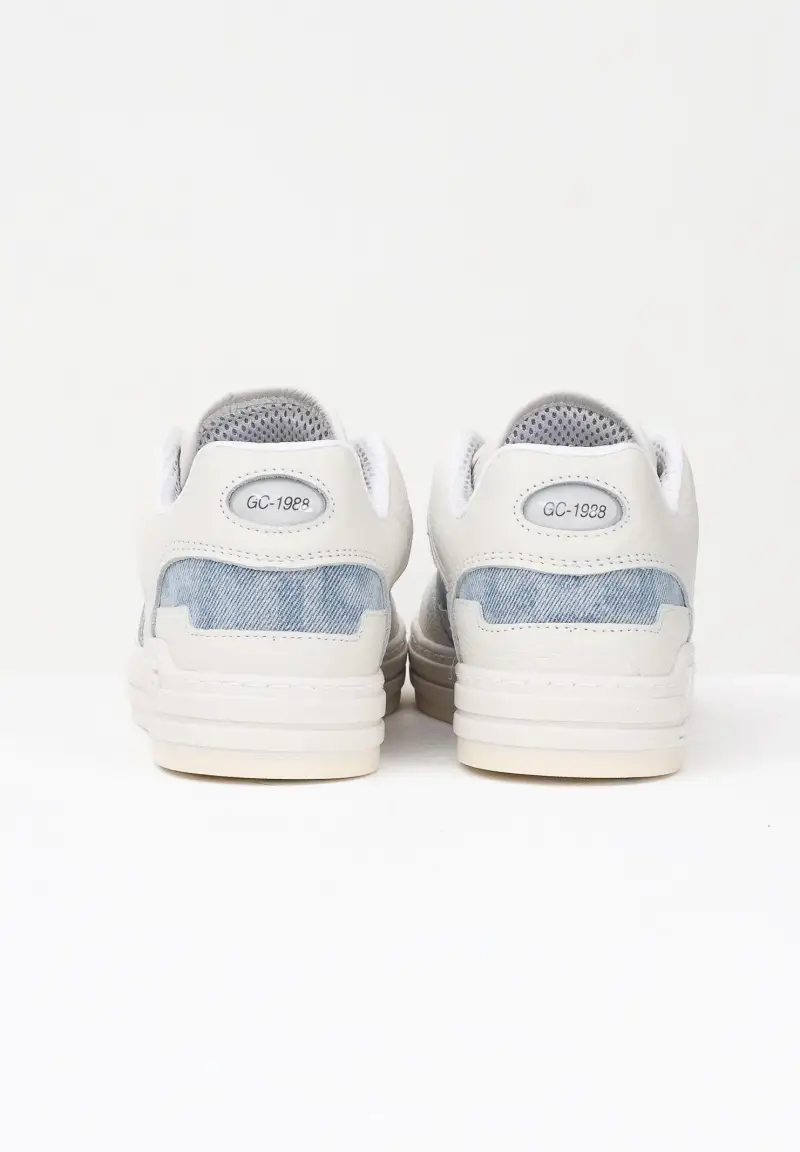 Sneakers panna da donna con inserti in denim chiaro miniatura 2