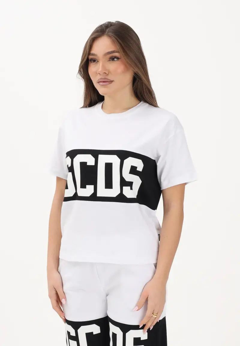 T-shirt a manica corta bianca per donna, ragazzi e bambini con logo