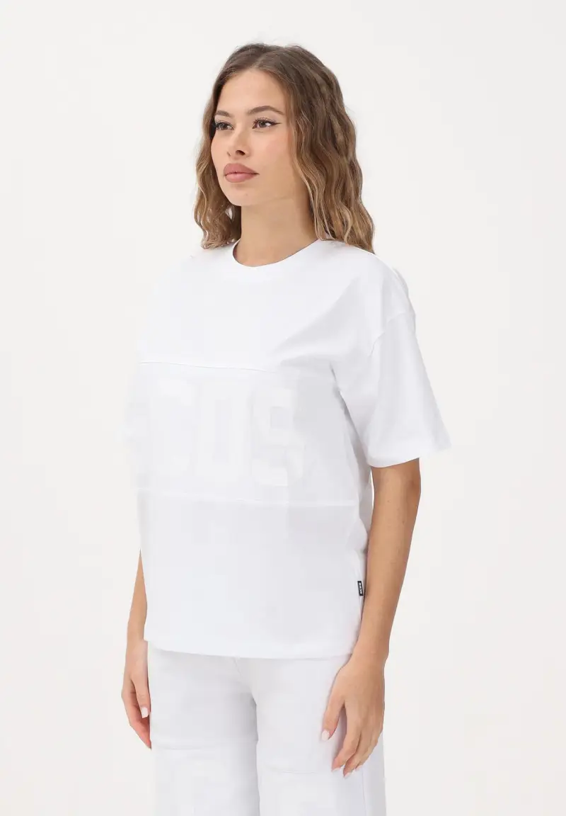 T-shirt a manica corta bianca per donna, ragazzi e bambini con logo