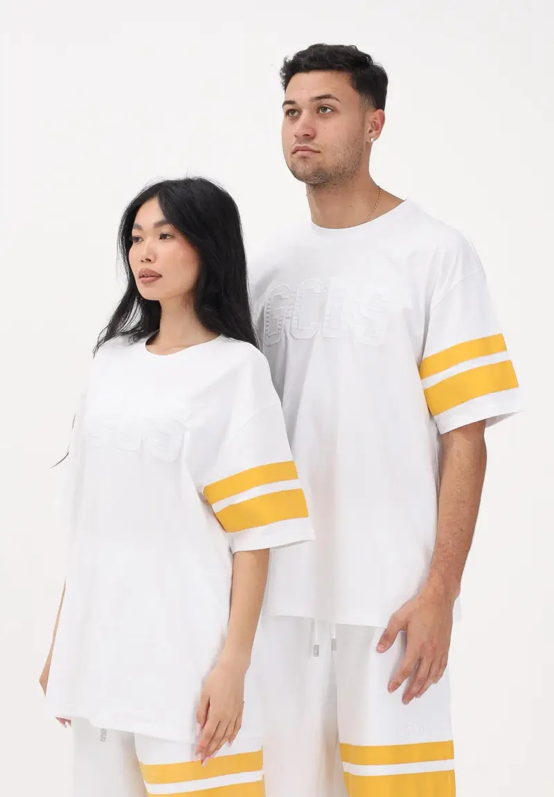 T-shirt a manica corta bianca per uomo e donna con logo