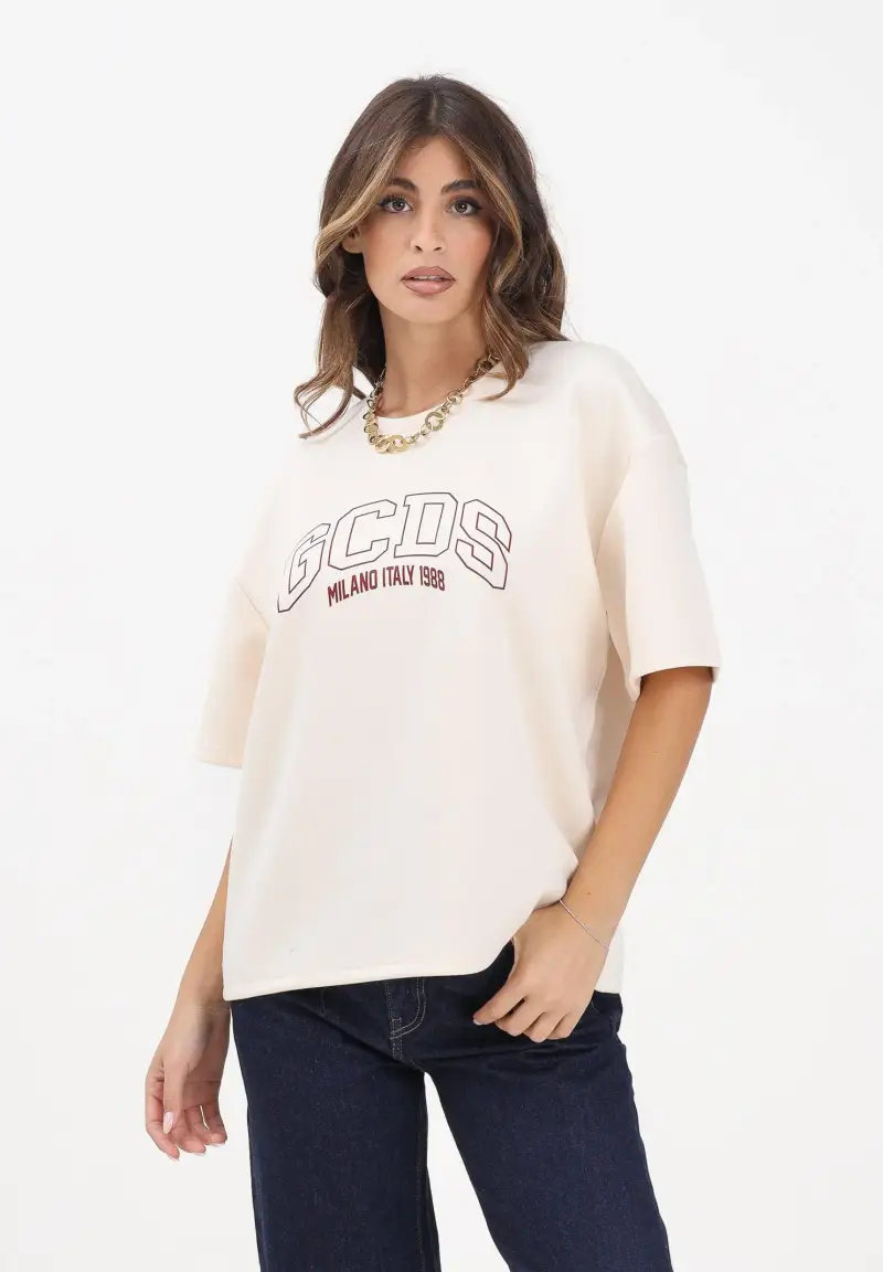 GCDS T-shirt Donna Bordeaux 3176461 miniatura 2