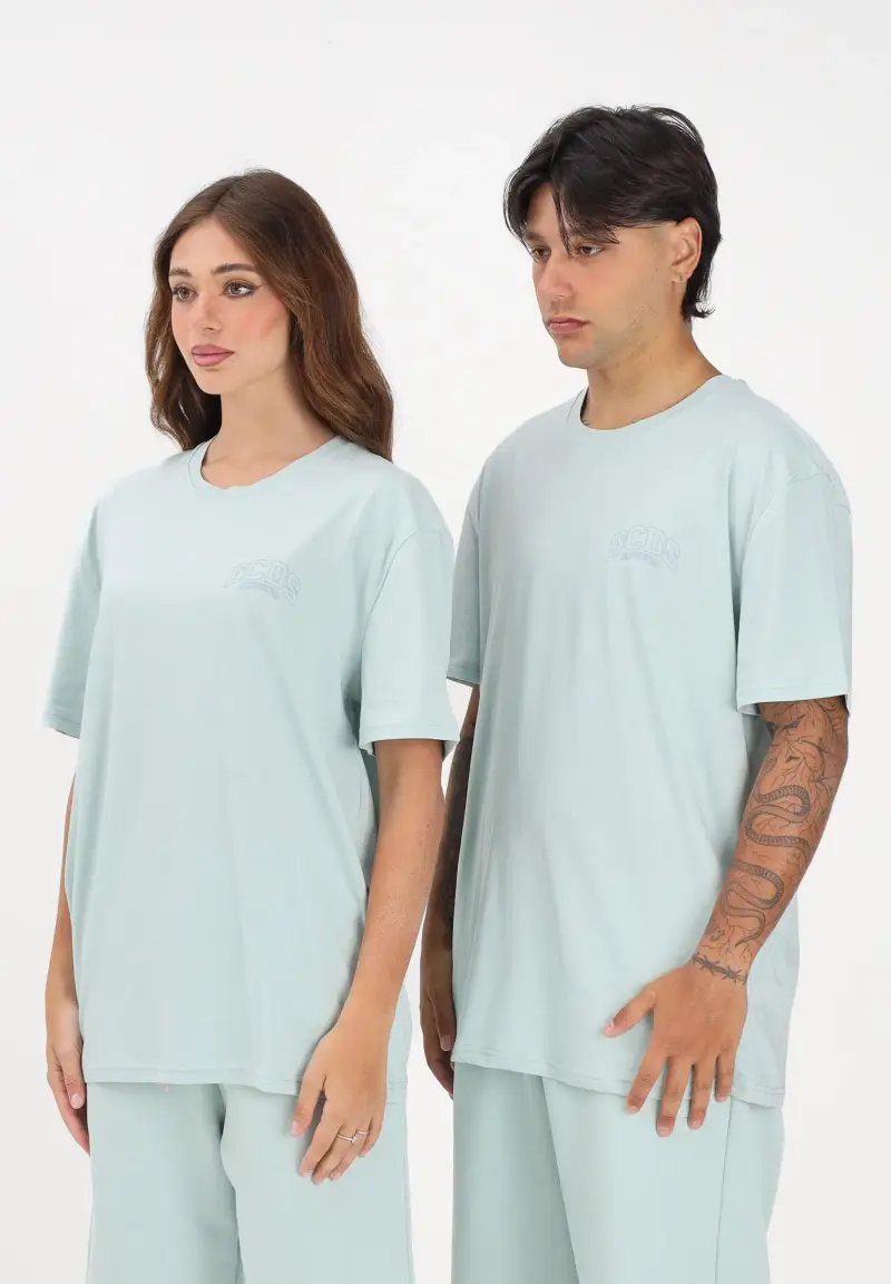 T-shirt a manica corta verde acqua per uomo e donna con stampa logo