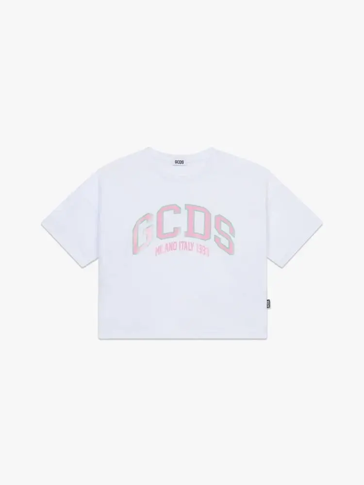 tshirt bianca bambina maxi logo