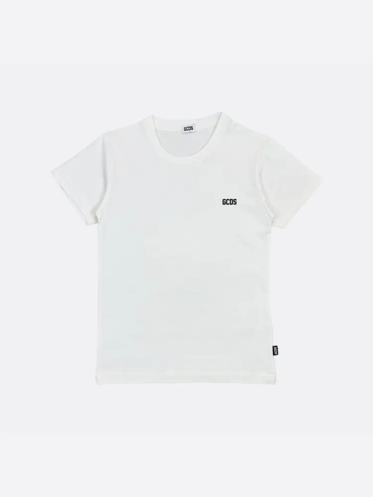 tshirt bianca bambino logo sul retro