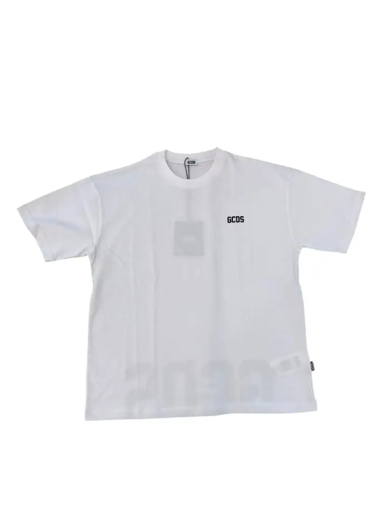 tshirt bianca bambino maxi logo sul retro