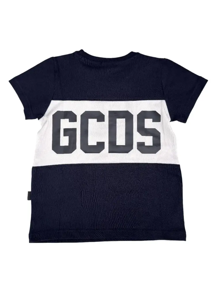 tshirt blu navy bambino logo a contrasto miniatura 2