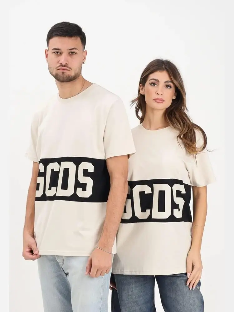 tshirt crema uomo maxi logo