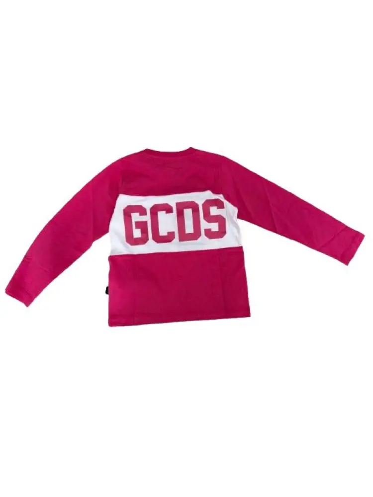tshirt fucsia bambina logo a contrasto miniatura 2