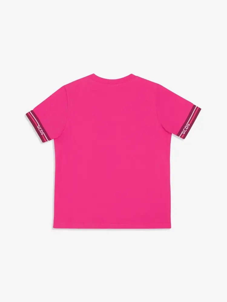 tshirt fucsia donna in cotone bande logo sul lato miniatura 2