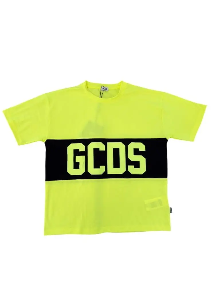 tshirt giallo fluo bambino maxi logo