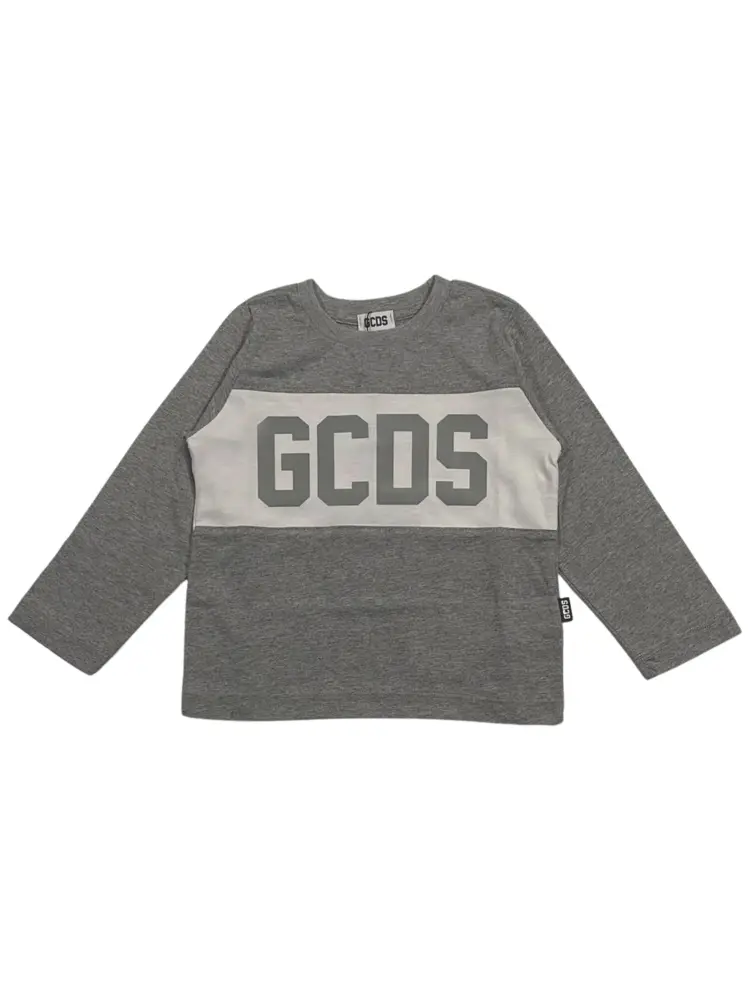 tshirt grigia bambino logo a contrasto