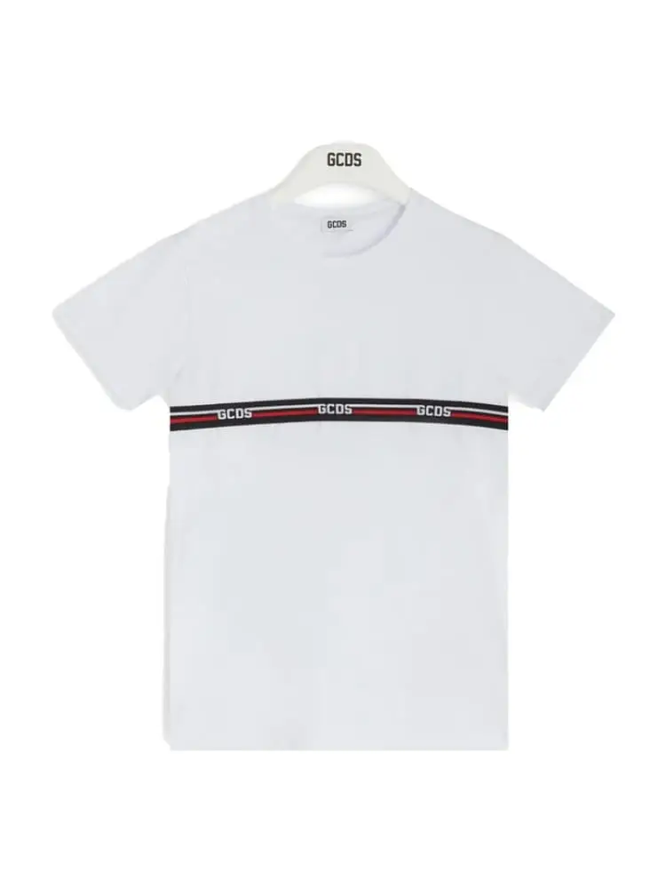 tshirt infant/kids bianca con mino logo lettering a giro