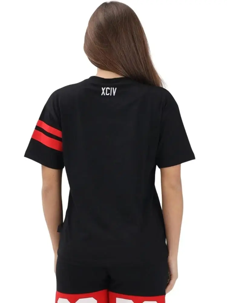 tshirt nera bambina unisex logo a contrasto miniatura 2