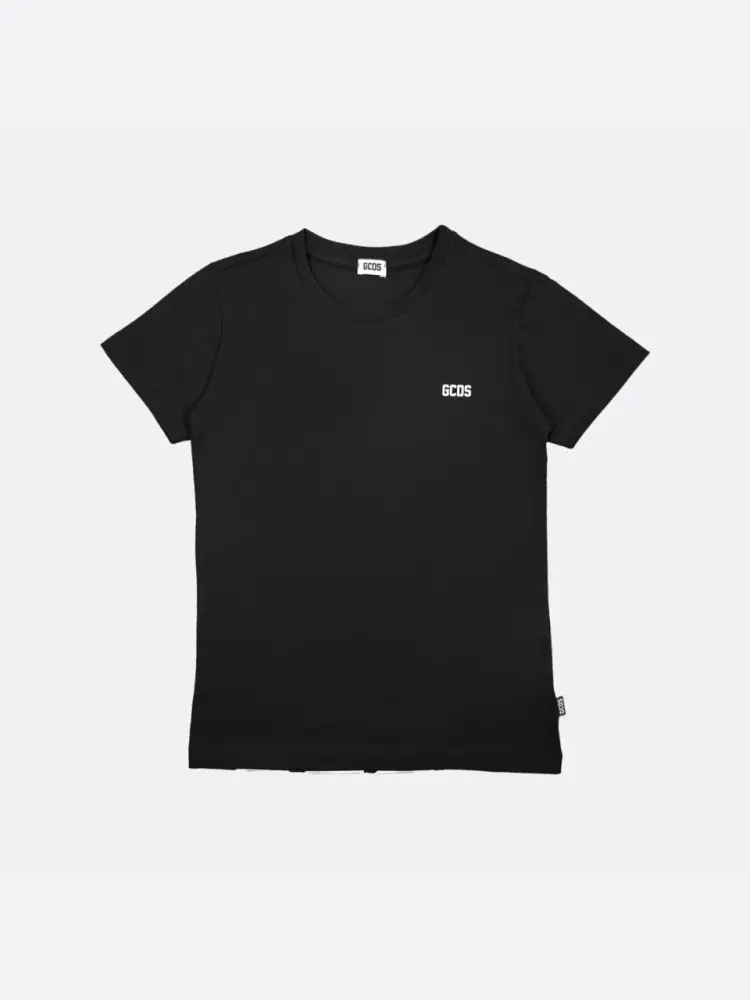 tshirt nera bambino logo sul retro