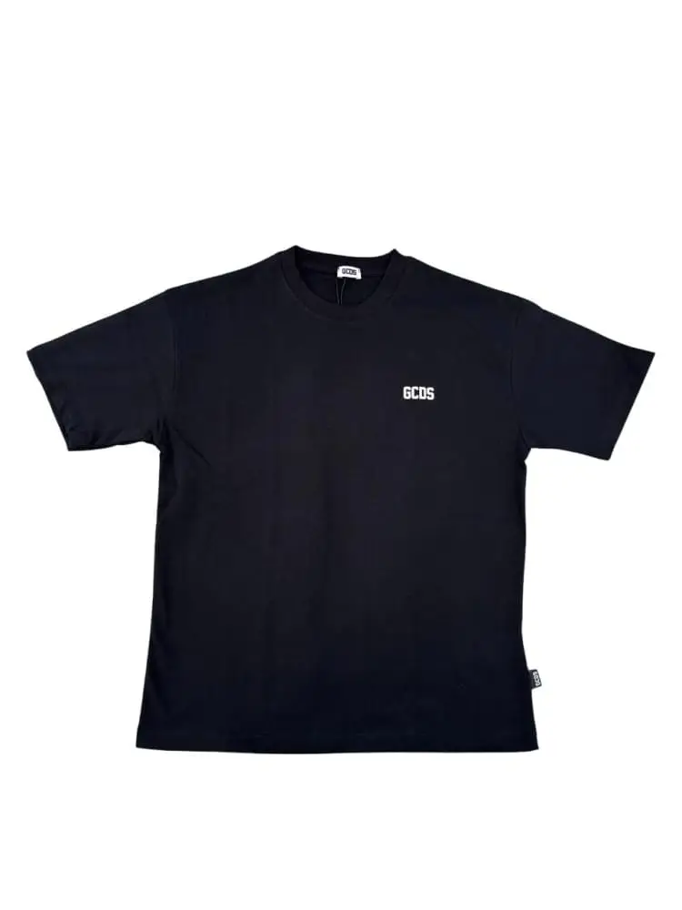 tshirt nera bambino maxi logo sul retro