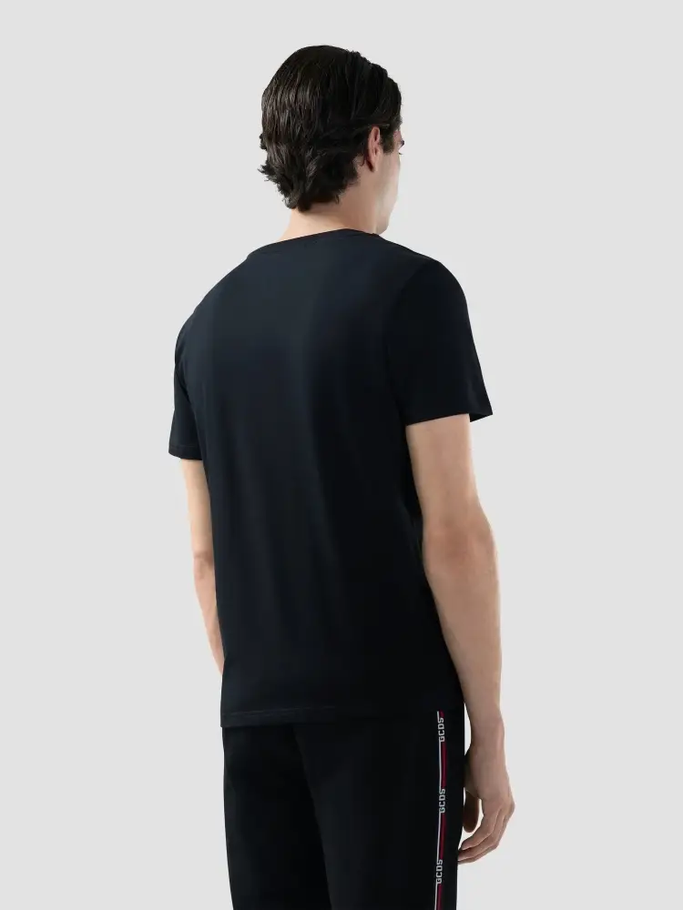 tshirt nera uomo in cotone mini logo lettering a contrasto miniatura 2
