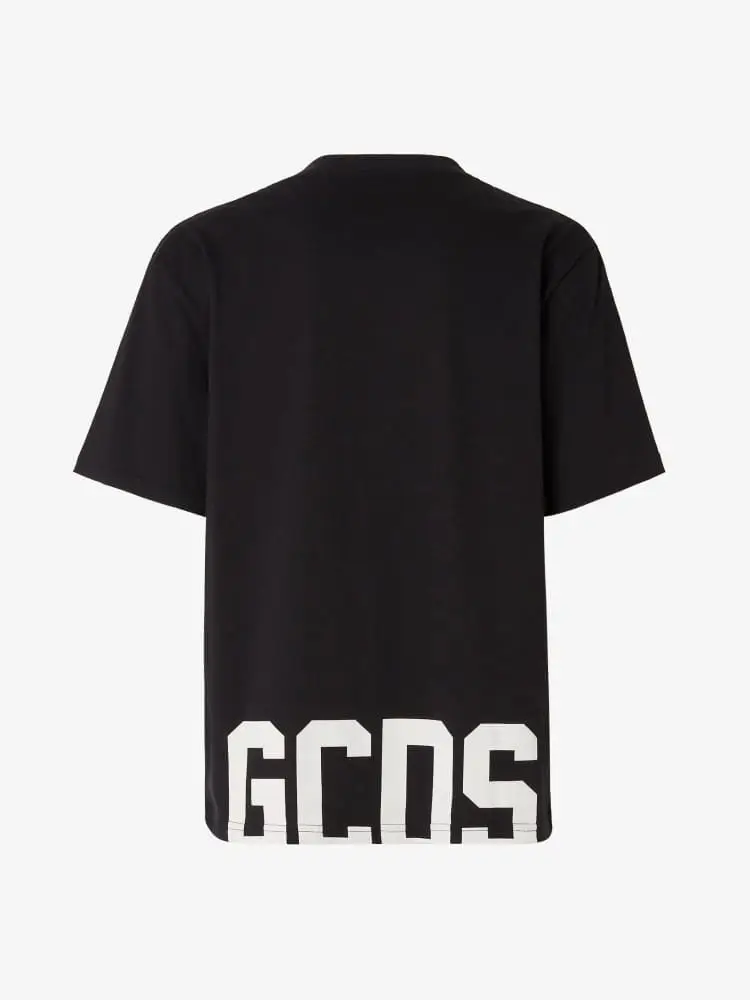 tshirt nera uomo maxi logo sul retro miniatura 2