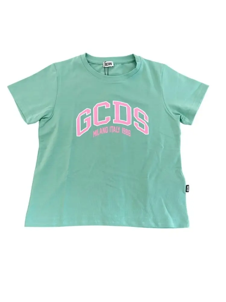 tshirt verde bambina maxi logo