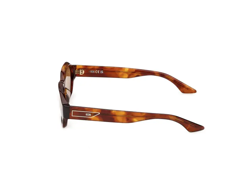 Unisex GCDS GD0076 54J Occhiali da sole Acetato Havana Roviex Geometrica Normale miniatura 3