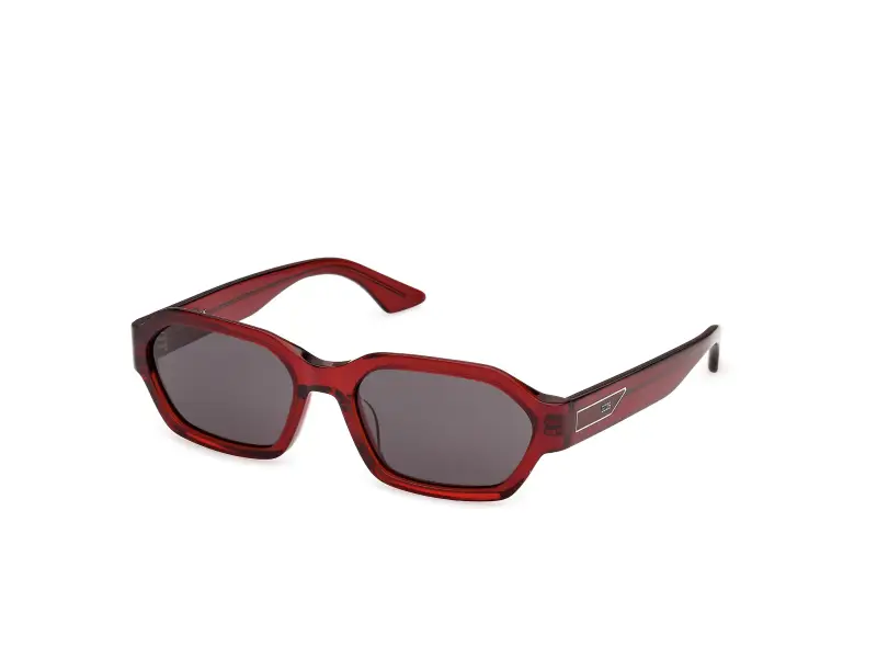 Unisex GCDS GD0076 69A Occhiali da sole Acetato Bordeaux Fumo Geometrica Normale
