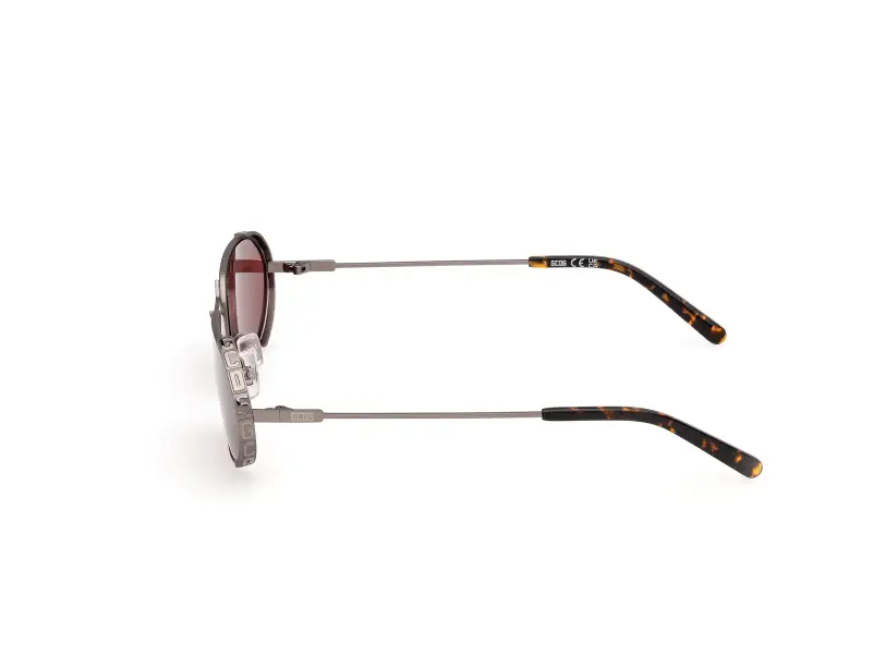 Unisex GCDS GD0078 13S Occhiali da sole Metallo Grigio Bordeaux Rotonda Normale miniatura 3