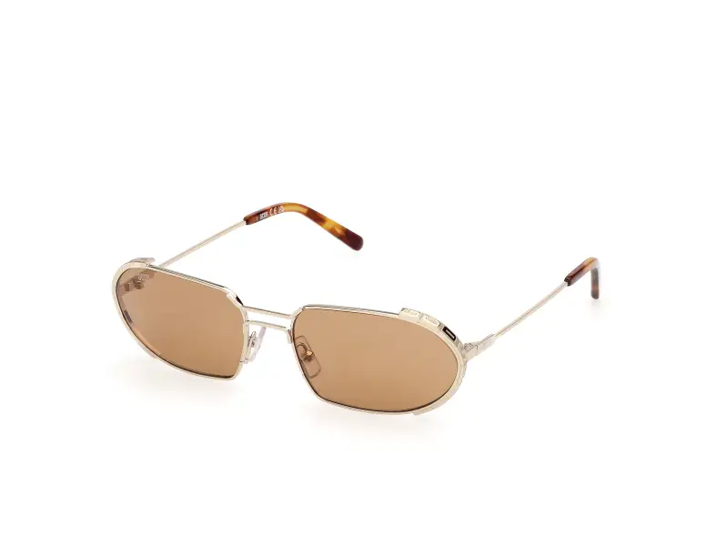 Unisex GCDS GD0078 32J Occhiali da sole Metallo Oro Roviex Rotonda Normale