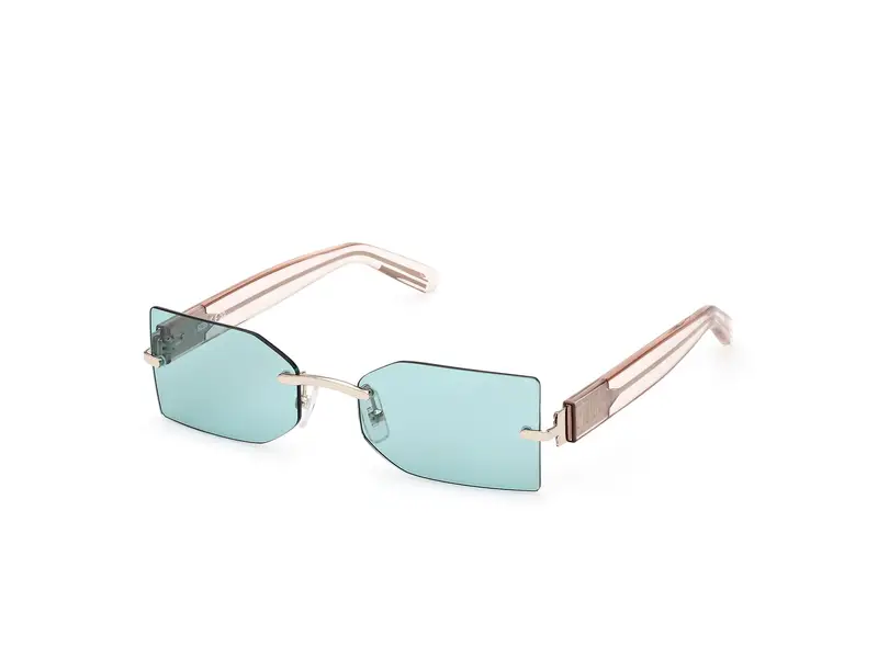 GCDS Unisex GD0033 32N Occhiali da sole Metallo Oro Verde Geometrica Normale