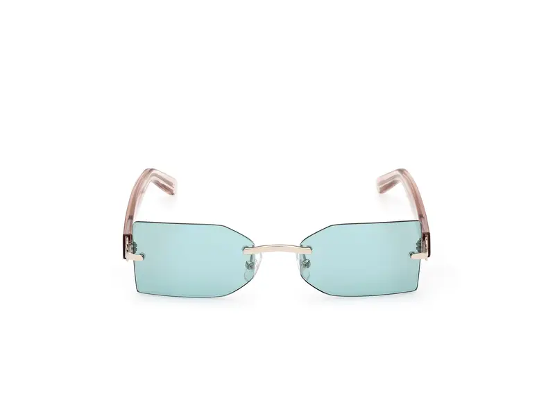 GCDS Unisex GD0033 32N Occhiali da sole Metallo Oro Verde Geometrica Normale miniatura 2