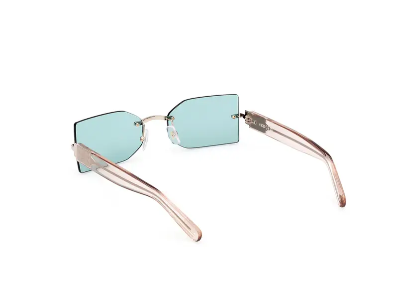 GCDS Unisex GD0033 32N Occhiali da sole Metallo Oro Verde Geometrica Normale miniatura 3