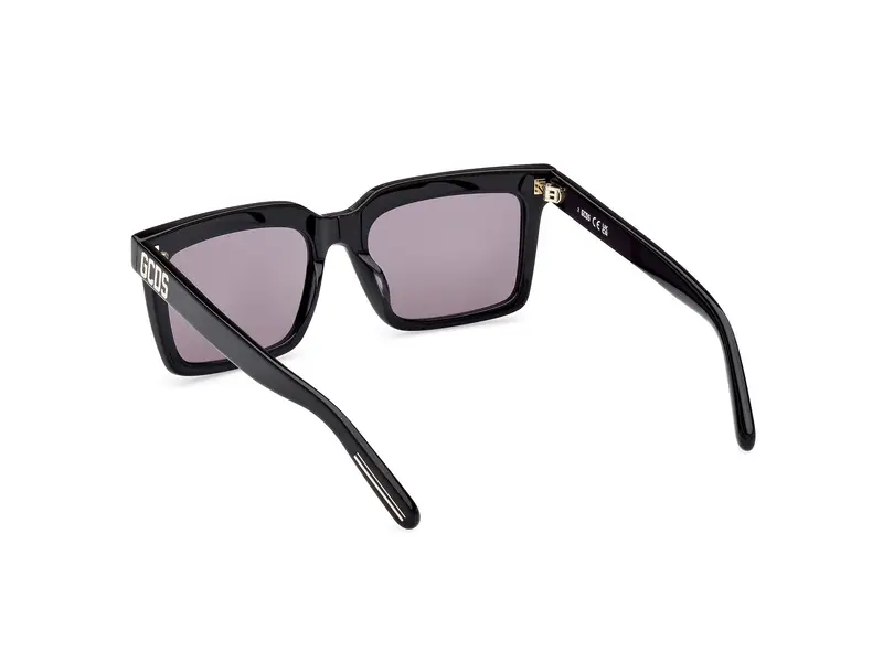 GCDS Unisex GD0041 01A Occhiali da sole Acetato Nero Grigio Squadrata Normale miniatura 3