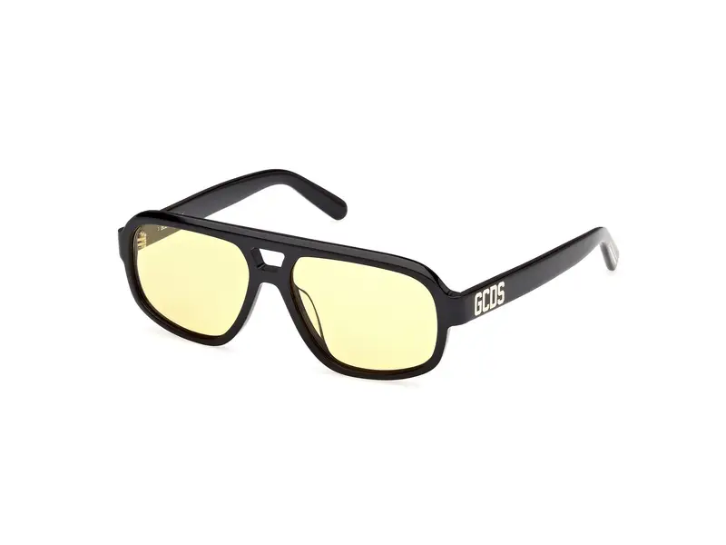 GCDS Unisex GD0046 01E Occhiali da sole Acetato Nero Marrone Pilot Normale