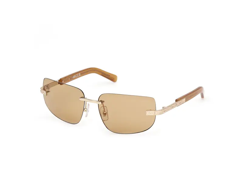 GCDS Unisex GD0052 32J Occhiali da sole Metallo Oro Marrone Squadrata Normale