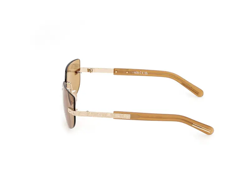 GCDS Unisex GD0052 32J Occhiali da sole Metallo Oro Marrone Squadrata Normale miniatura 2