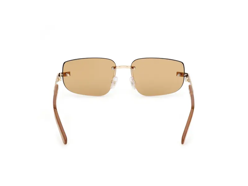 GCDS Unisex GD0052 32J Occhiali da sole Metallo Oro Marrone Squadrata Normale miniatura 3