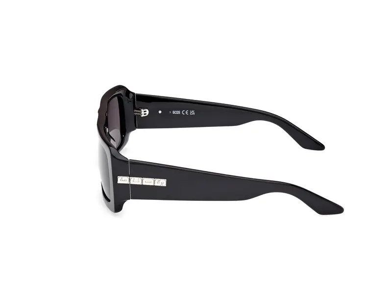 GCDS Unisex GD0053 01A Occhiali da sole Acetato Nero Fumo Squadrata Normale miniatura 2