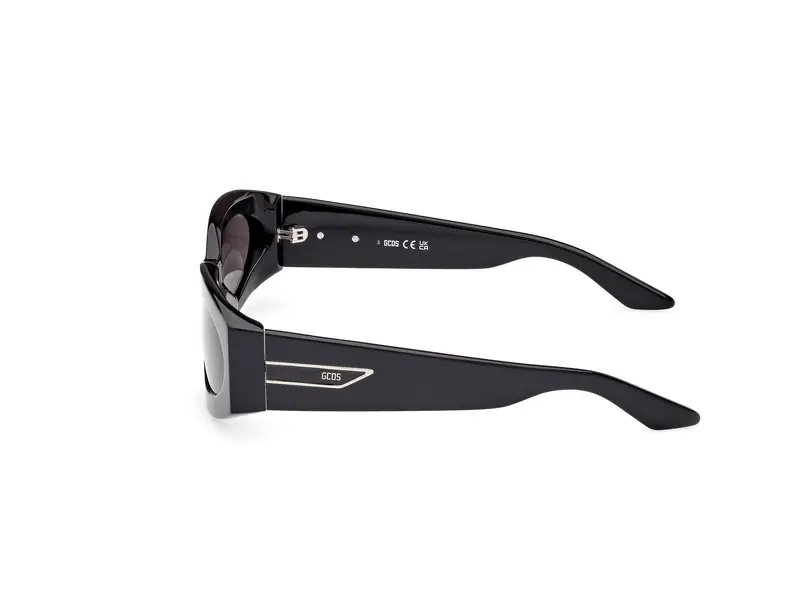 GCDS Unisex GD0057 01A Occhiali da sole Acetato Nero Fumo Geometrica Normale miniatura 2