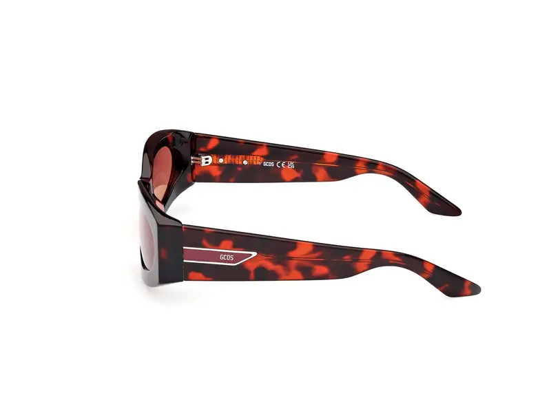 GCDS Unisex GD0057 54S Occhiali da sole Acetato Havana Bordeaux Geometrica Normale miniatura 2