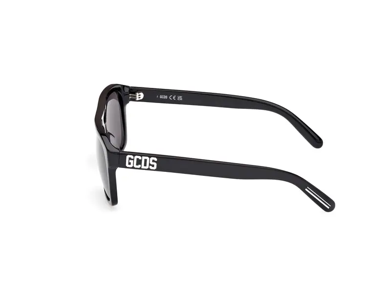 GCDS Unisex GD0058 01A Occhiali da sole Acetato Nero Fumo Squadrata Normale miniatura 2