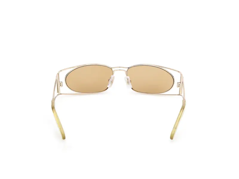 GCDS Unisex GD0060 32J Occhiali da sole Metallo Oro Marrone Geometrica Normale miniatura 3