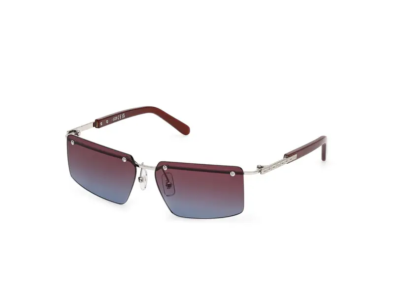 GCDS Unisex GD0061 16T Occhiali da sole Metallo Palladio Bordeaux Squadrata Normale