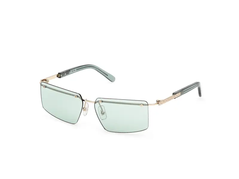 GCDS Unisex GD0061 32N Occhiali da sole Metallo Oro Verde Squadrata Normale