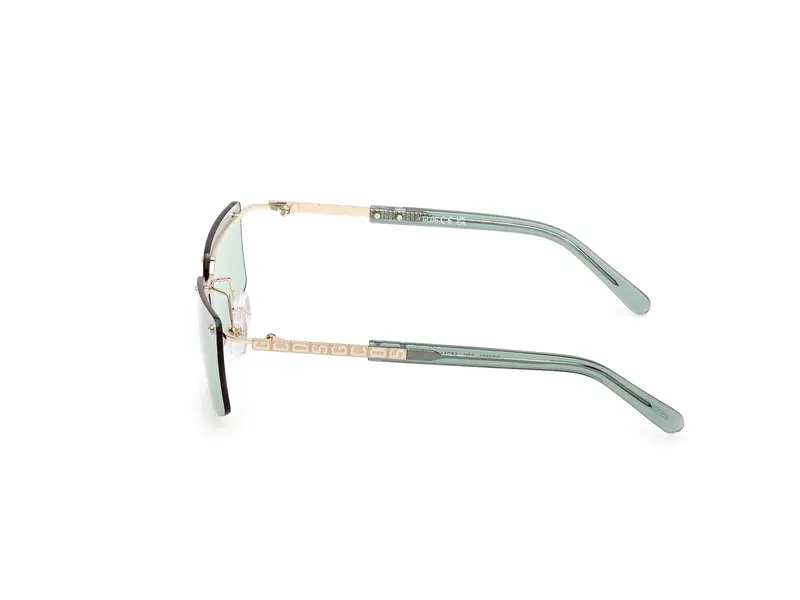 GCDS Unisex GD0061 32N Occhiali da sole Metallo Oro Verde Squadrata Normale miniatura 2