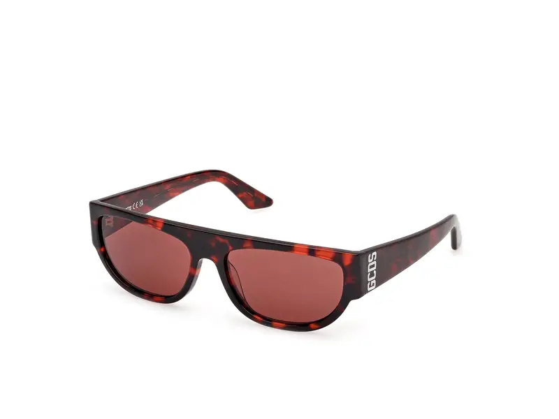 GCDS Unisex GD0062 54S Occhiali da sole Acetato Havana Bordeaux Geometrica Normale