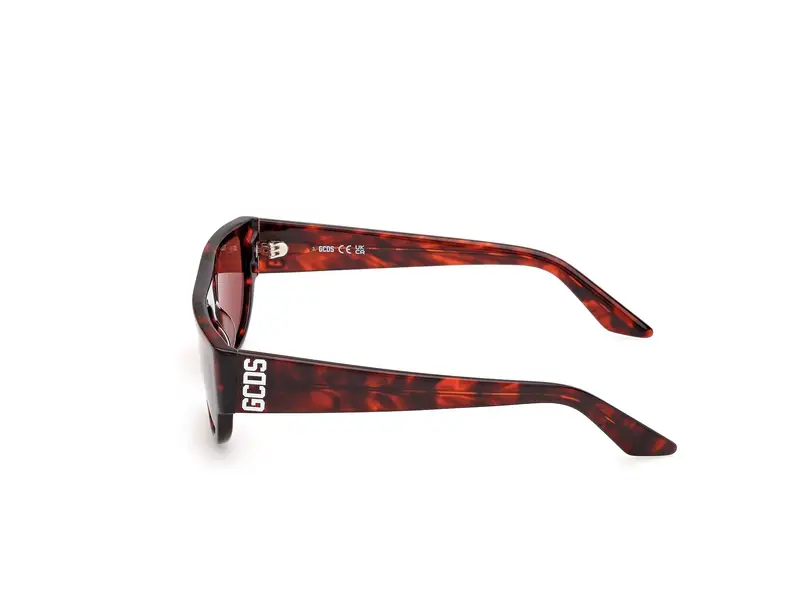 GCDS Unisex GD0062 54S Occhiali da sole Acetato Havana Bordeaux Geometrica Normale miniatura 2