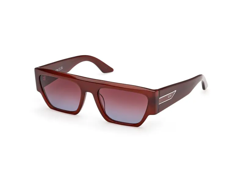 GCDS Unisex GD0064 48T Occhiali da sole Acetato Marrone Bordeaux Geometrica Normale Sfumato